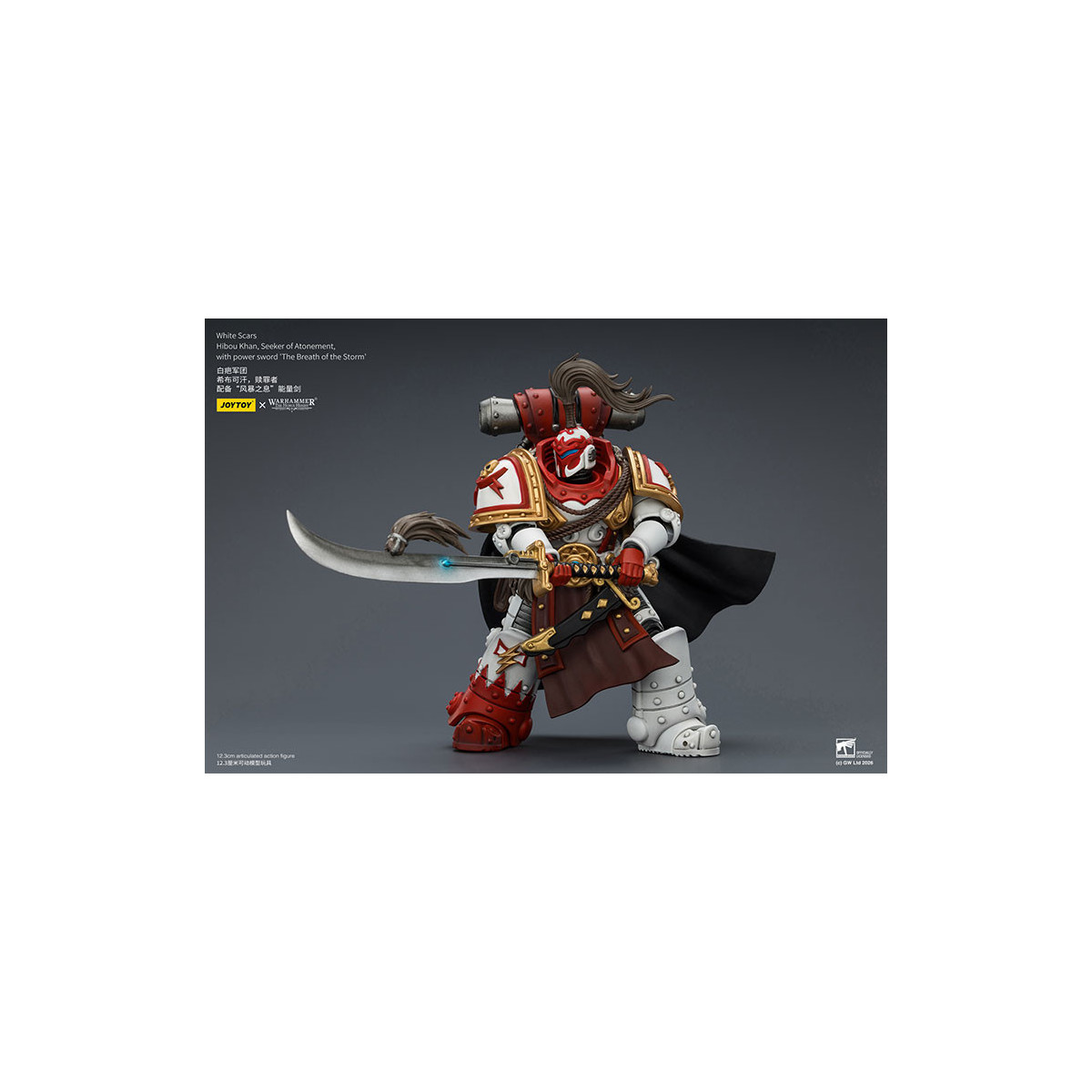 JoyToy Space Marines - Cicatrici Bianche - Gufo Khan, Cercatore di Espiazione, con la spada del potere "Il Soffio della Tempesta