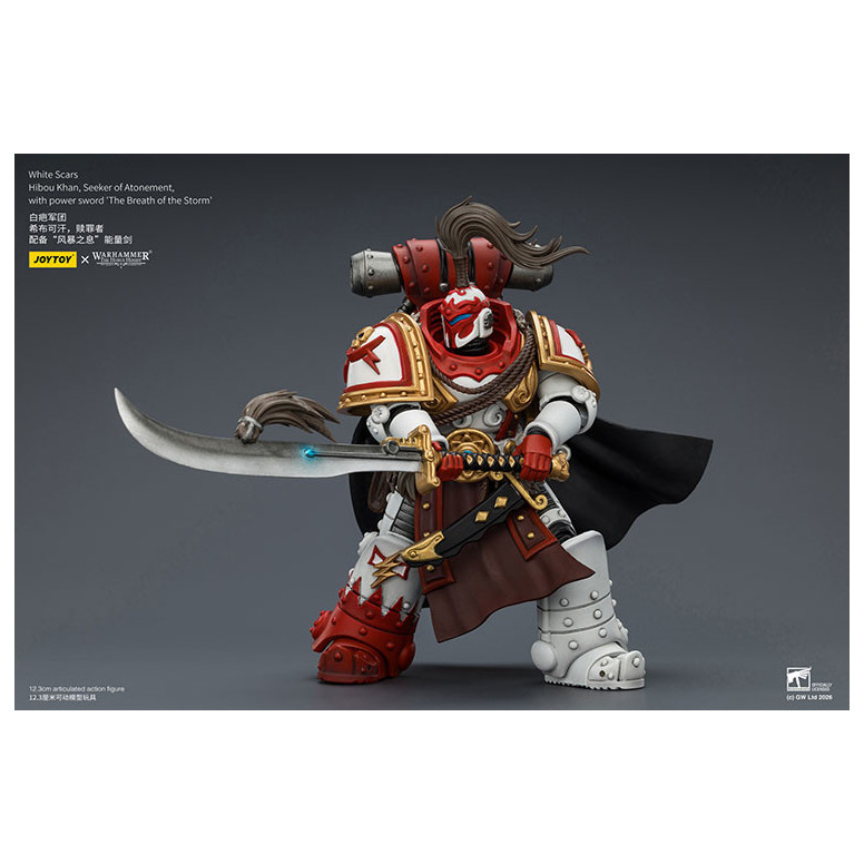 JoyToy Space Marines - Cicatrici Bianche - Gufo Khan, Cercatore di Espiazione, con la spada del potere "Il Soffio della Tempesta