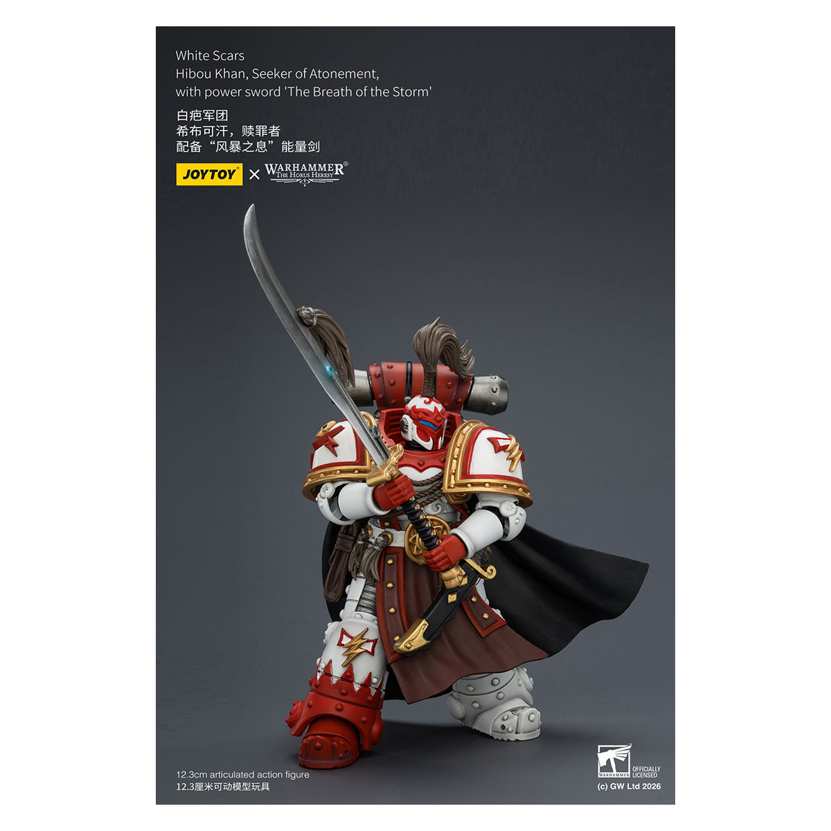 JoyToy Space Marines - Cicatrici Bianche - Gufo Khan, Cercatore di Espiazione, con la spada del potere "Il Soffio della Tempesta