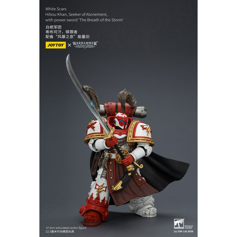 JoyToy Space Marines - Cicatrici Bianche - Gufo Khan, Cercatore di Espiazione, con la spada del potere "Il Soffio della Tempesta