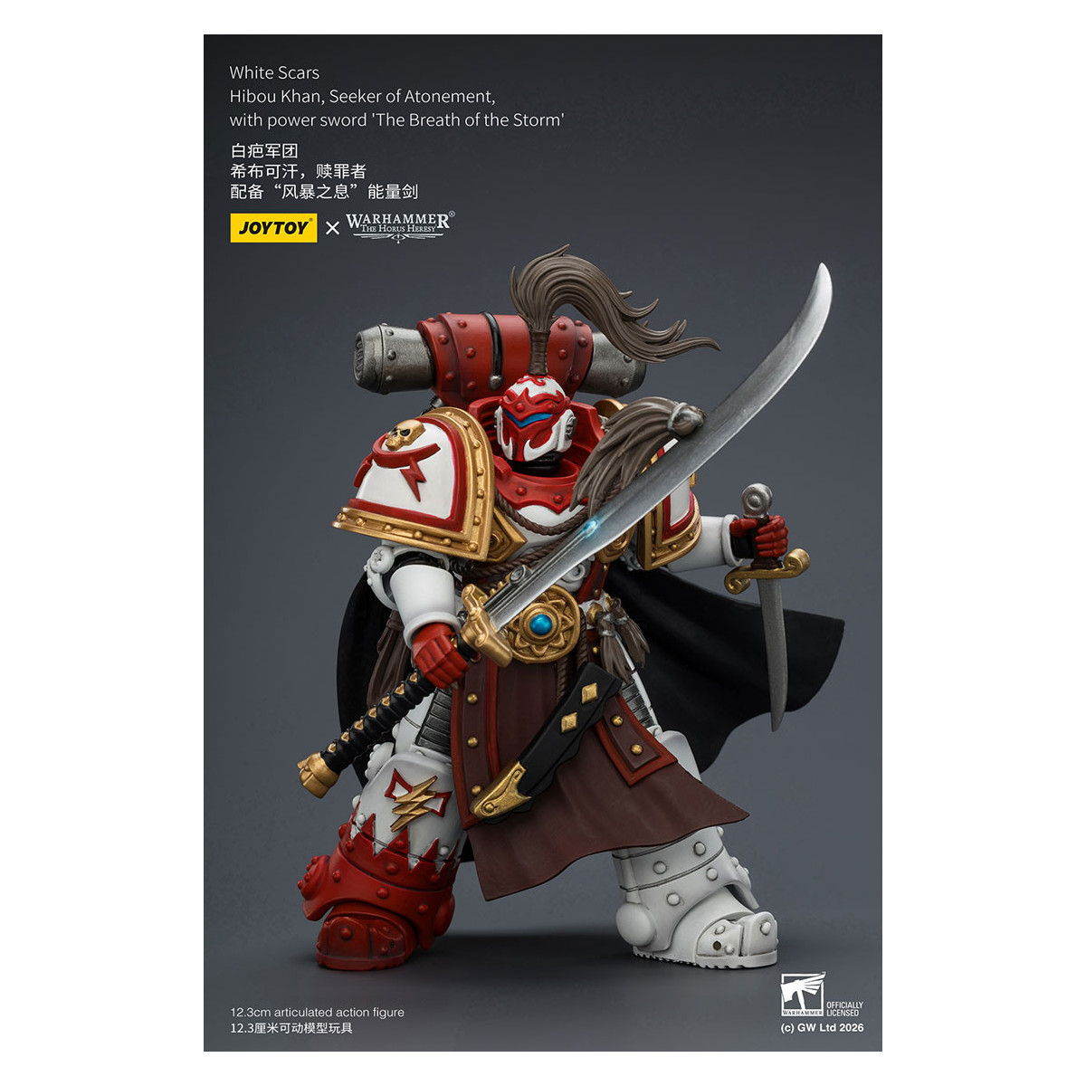 JoyToy Space Marines - Cicatrici Bianche - Gufo Khan, Cercatore di Espiazione, con la spada del potere "Il Soffio della Tempesta