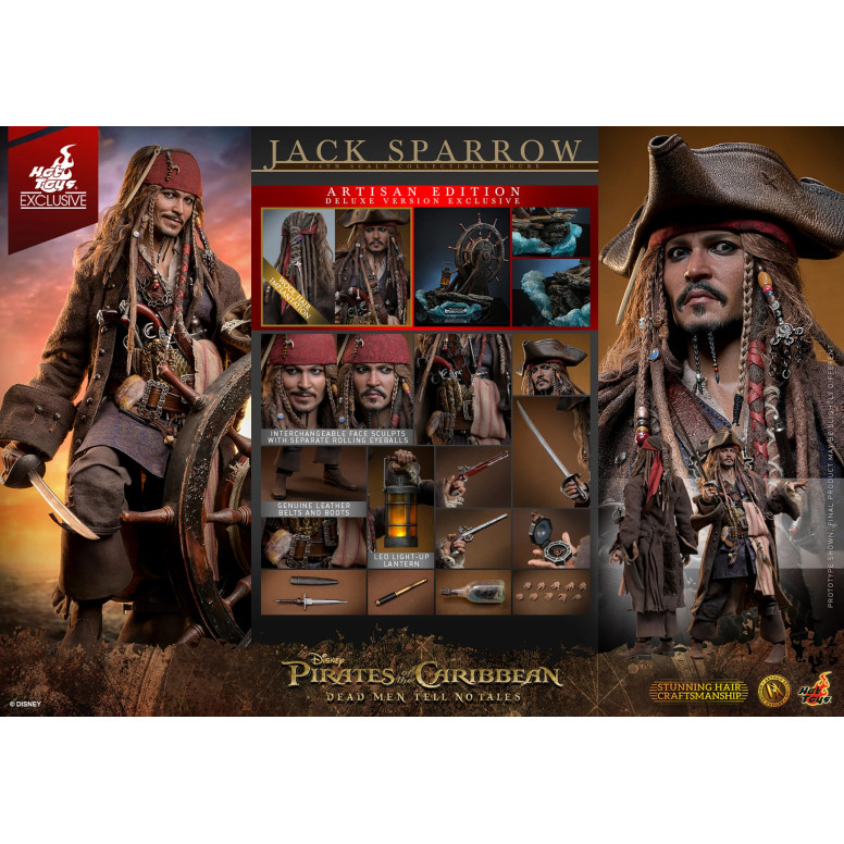 Hot Toys Pirati dei Caraibi - Jack Sparrow Edizione Artigianale Versione Deluxe - I morti non raccontano storie
