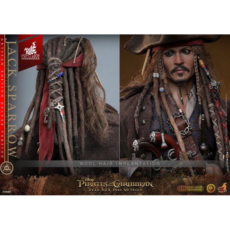 Hot Toys Pirati dei Caraibi - Jack Sparrow Edizione Artigianale Versione Deluxe - I morti non raccontano storie