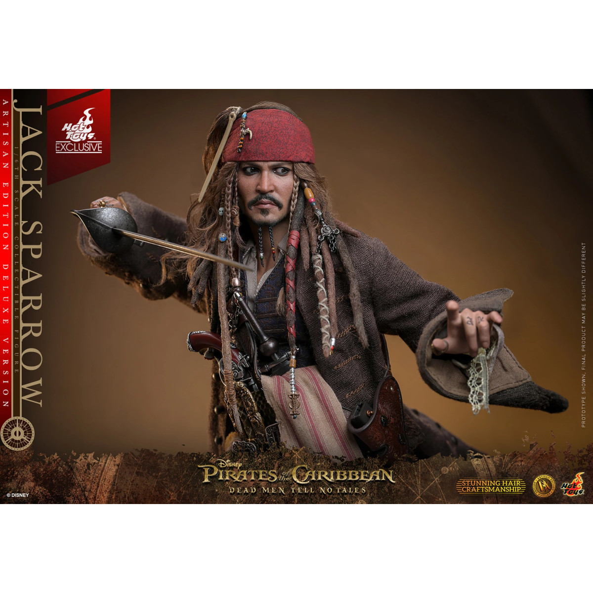 Hot Toys Pirati dei Caraibi - Jack Sparrow Edizione Artigianale Versione Deluxe - I morti non raccontano storie