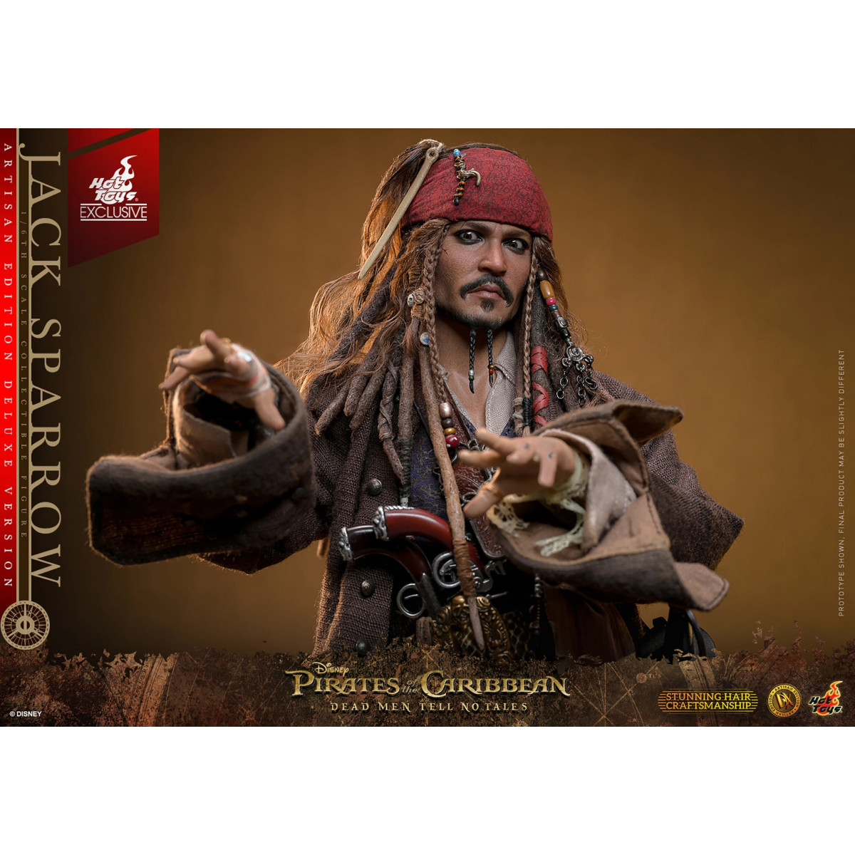 Hot Toys Pirati dei Caraibi - Jack Sparrow Edizione Artigianale Versione Deluxe - I morti non raccontano storie