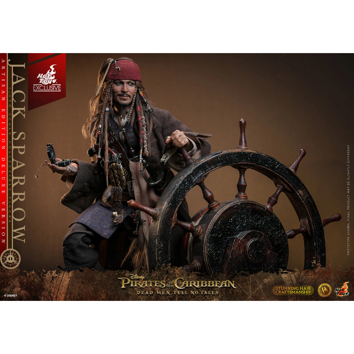 Hot Toys Pirati dei Caraibi - Jack Sparrow Edizione Artigianale Versione Deluxe - I morti non raccontano storie