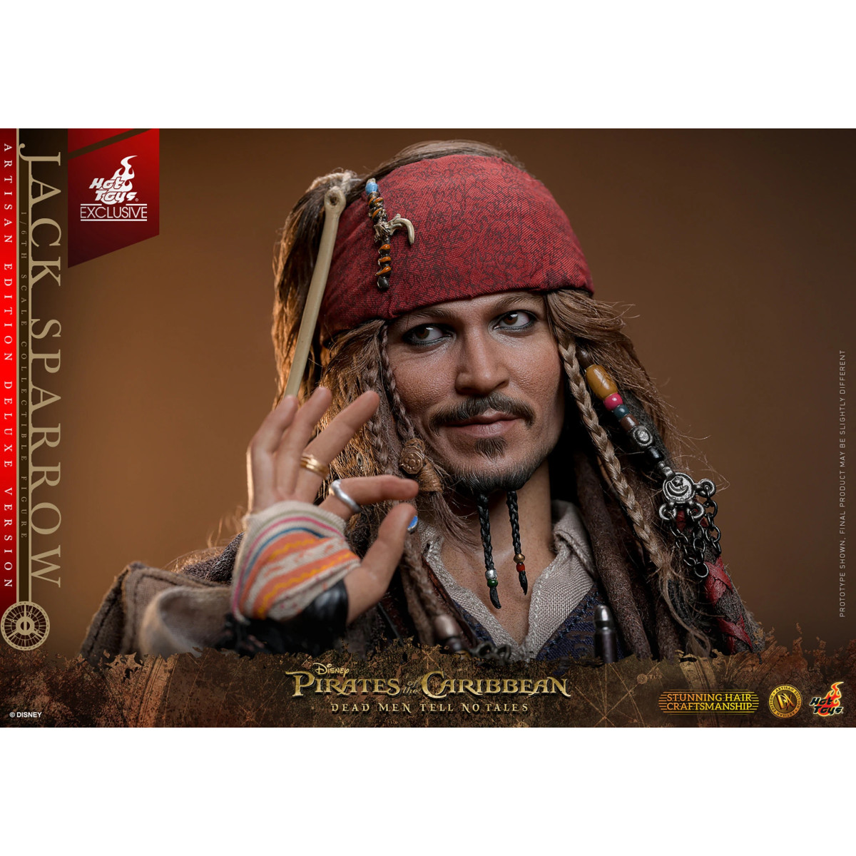 Hot Toys Pirati dei Caraibi - Jack Sparrow Edizione Artigianale Versione Deluxe - I morti non raccontano storie