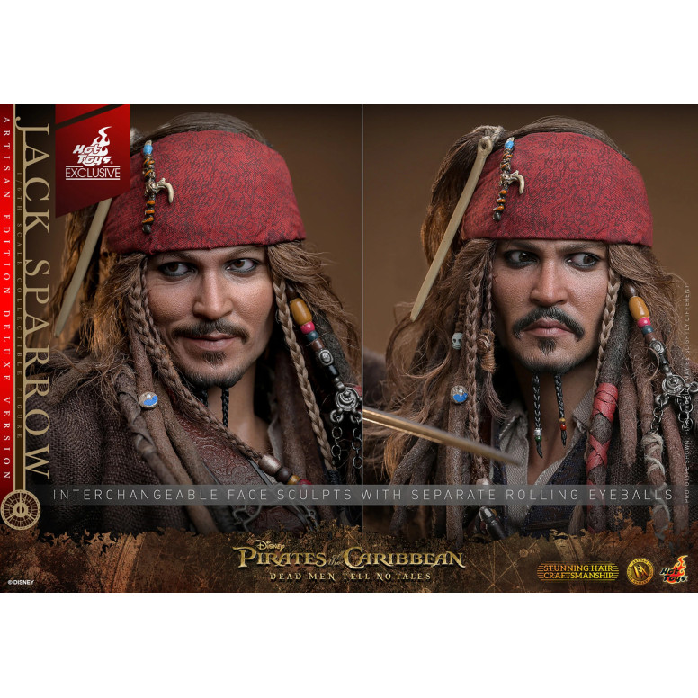 Hot Toys Pirati dei Caraibi - Jack Sparrow Edizione Artigianale Versione Deluxe - I morti non raccontano storie