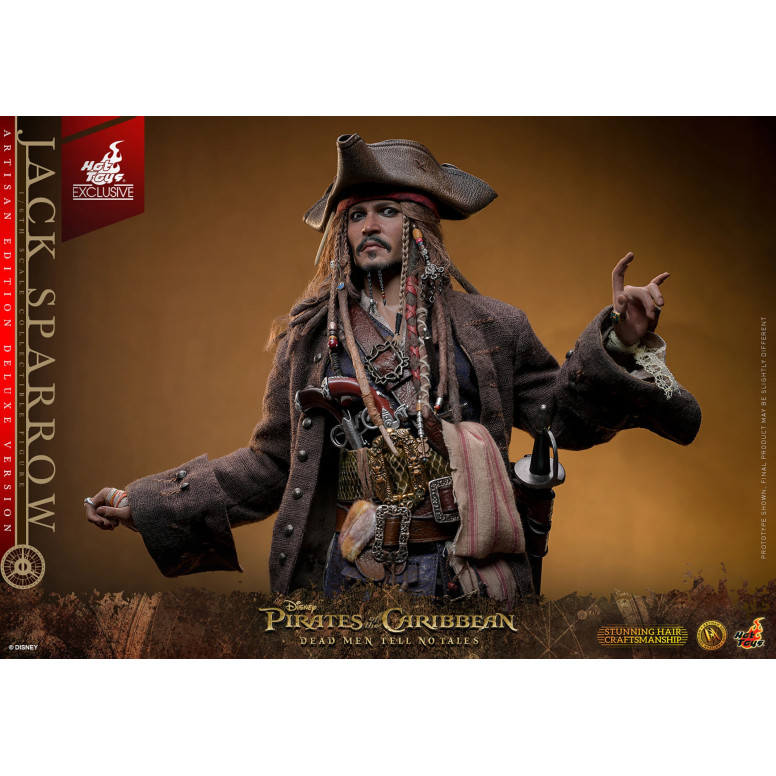 Hot Toys Pirati dei Caraibi - Jack Sparrow Edizione Artigianale Versione Deluxe - I morti non raccontano storie