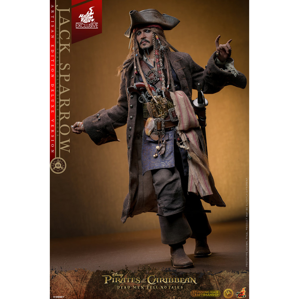 Hot Toys Pirati dei Caraibi - Jack Sparrow Edizione Artigianale Versione Deluxe - I morti non raccontano storie