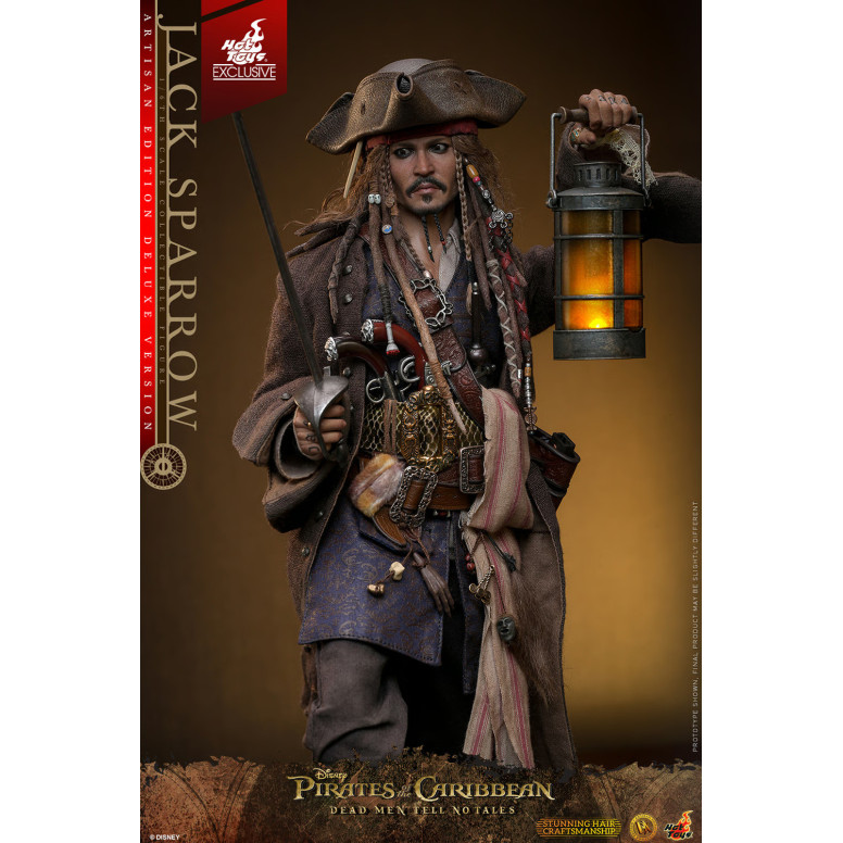 Hot Toys Pirati dei Caraibi - Jack Sparrow Edizione Artigianale Versione Deluxe - I morti non raccontano storie