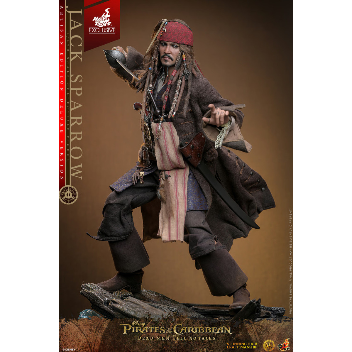 Hot Toys Pirati dei Caraibi - Jack Sparrow Edizione Artigianale Versione Deluxe - I morti non raccontano storie