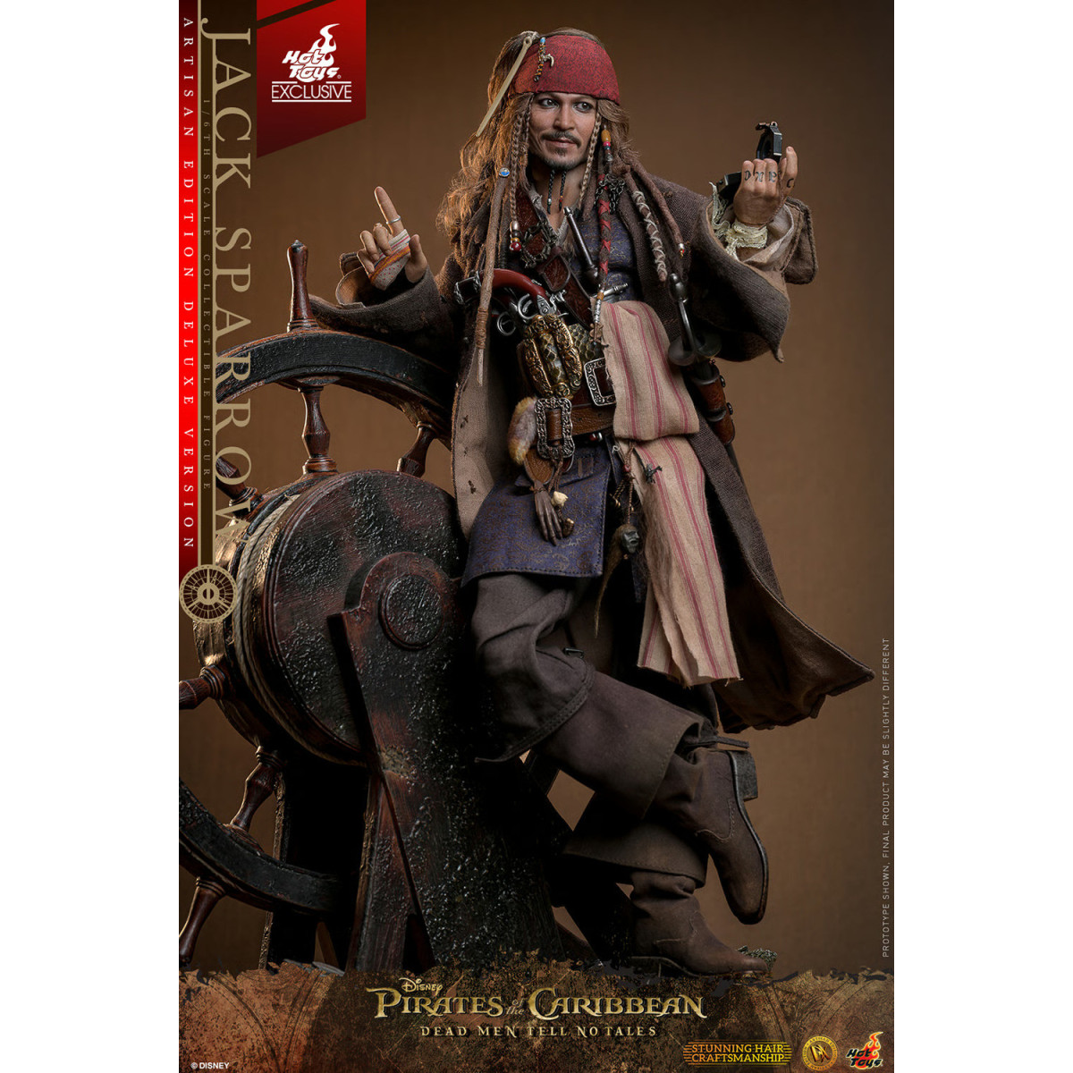 Hot Toys Pirati dei Caraibi - Jack Sparrow Edizione Artigianale Versione Deluxe - I morti non raccontano storie