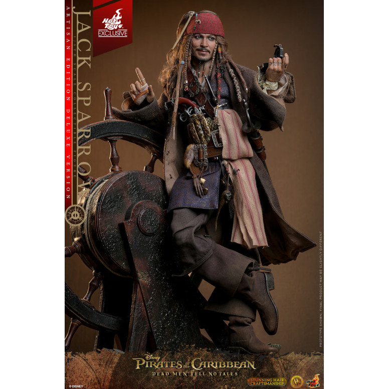 Hot Toys Pirati dei Caraibi - Jack Sparrow Edizione Artigianale Versione Deluxe - I morti non raccontano storie