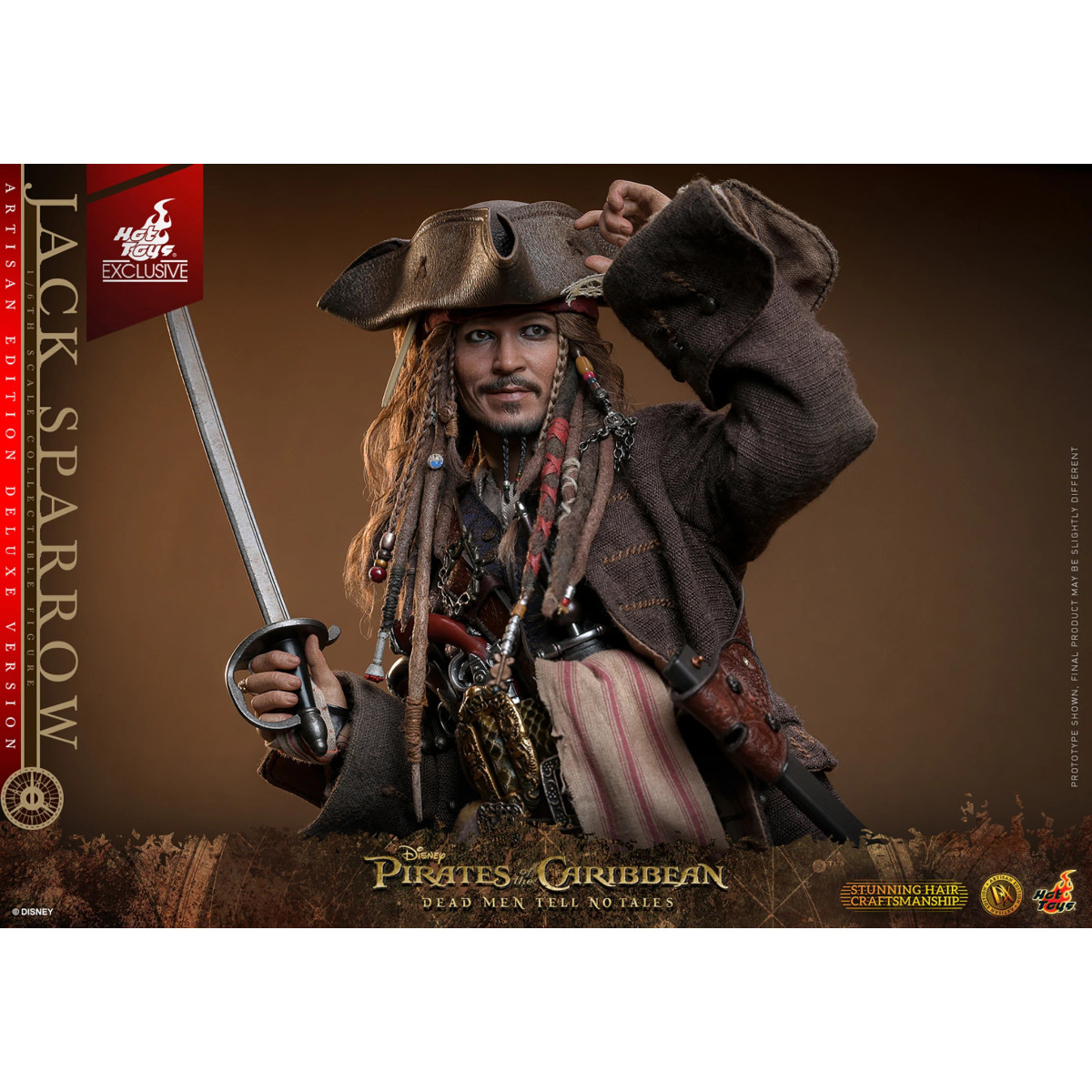 Hot Toys Pirati dei Caraibi - Jack Sparrow Edizione Artigianale Versione Deluxe - I morti non raccontano storie