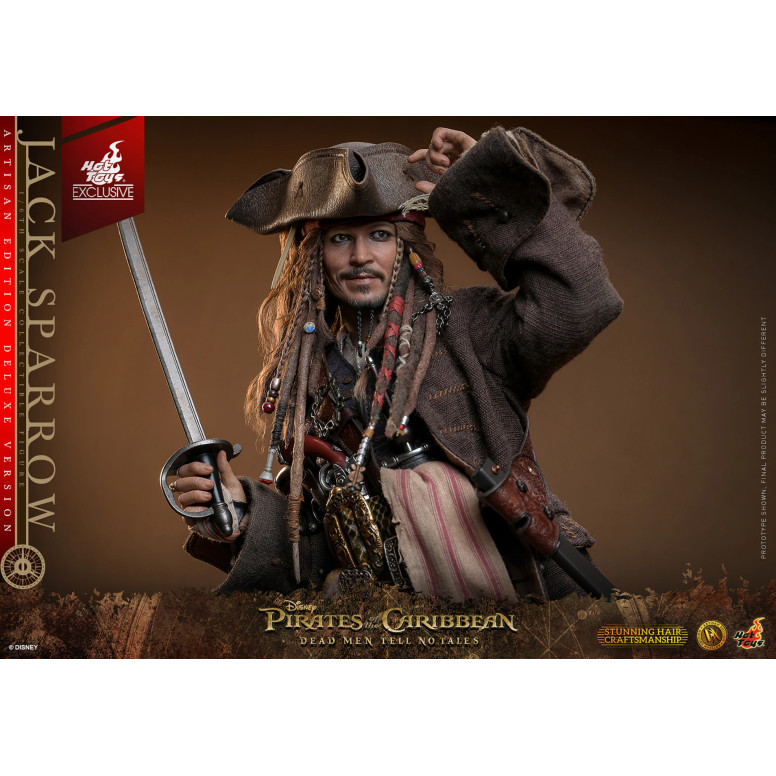 Hot Toys Pirati dei Caraibi - Jack Sparrow Edizione Artigianale Versione Deluxe - I morti non raccontano storie