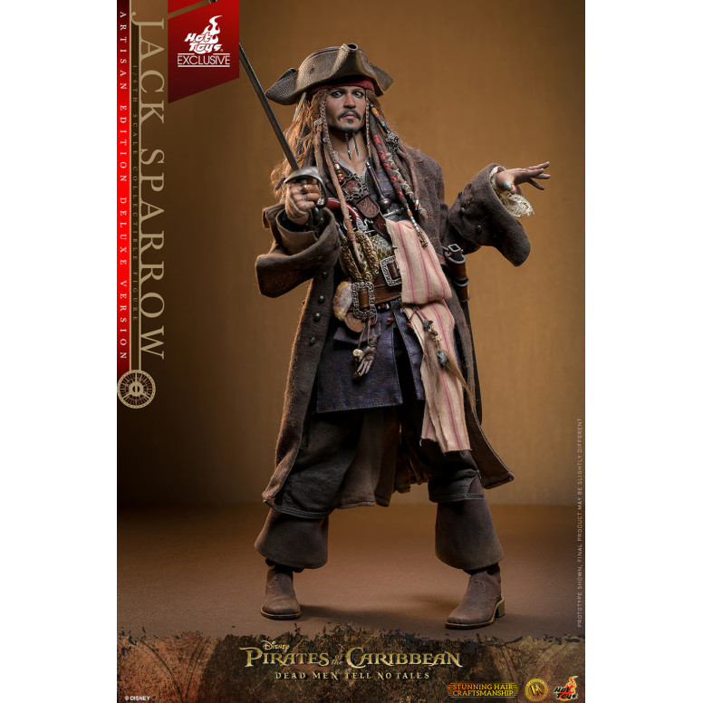 Hot Toys Pirati dei Caraibi - Jack Sparrow Edizione Artigianale Versione Deluxe - I morti non raccontano storie