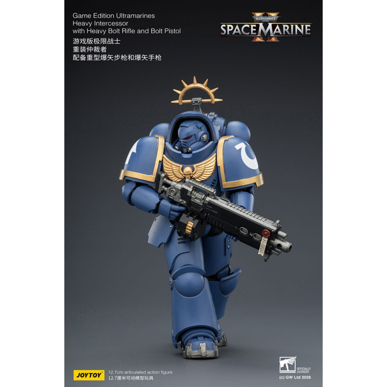 JoyToy - Space Marines II - Ultramarines - Intercessore pesante con fucile a otturatore pesante e pistola a otturatore 1/18