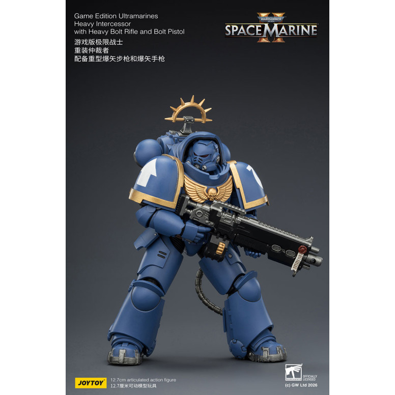 JoyToy - Space Marines II - Ultramarines - Intercessore pesante con fucile a otturatore pesante e pistola a otturatore 1/18