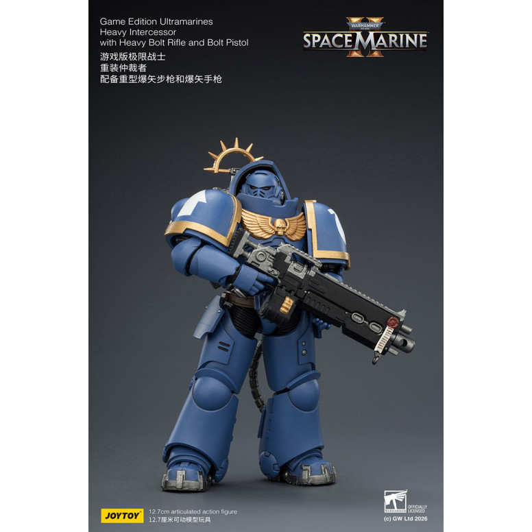 JoyToy - Space Marines II - Ultramarines - Intercessore pesante con fucile a otturatore pesante e pistola a otturatore 1/18