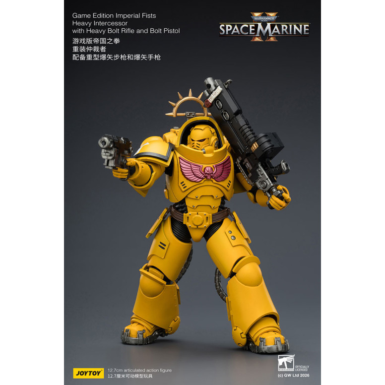 JoyToy - Space Marines II - Imperial Fists - Intercessore pesante con fucile a otturatore pesante e pistola a otturatore 1/18