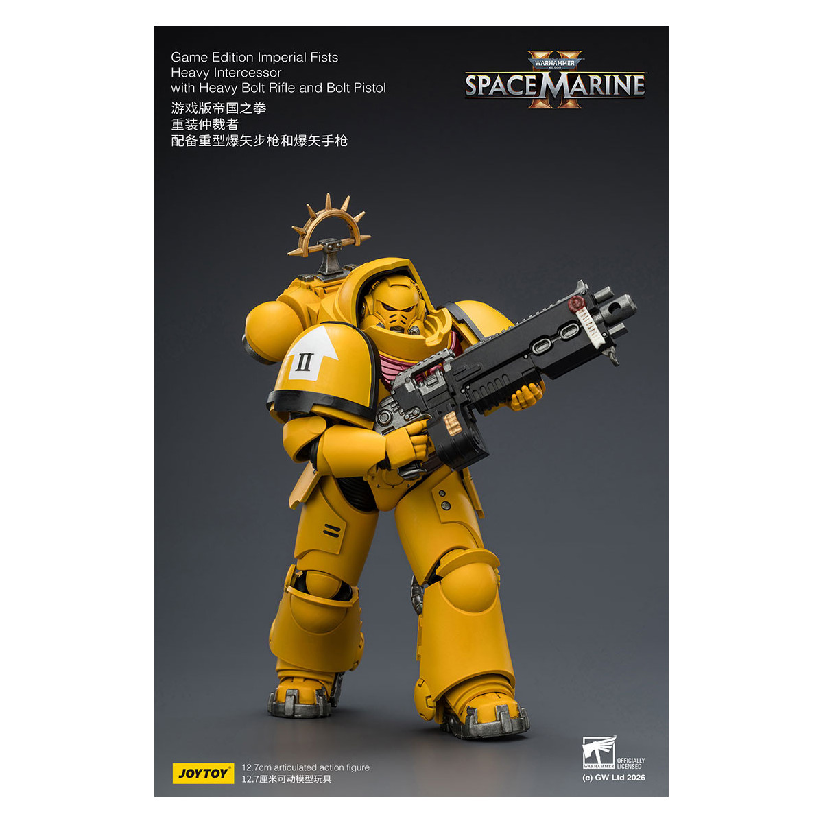 JoyToy - Space Marines II - Imperial Fists - Intercessore pesante con fucile a otturatore pesante e pistola a otturatore 1/18