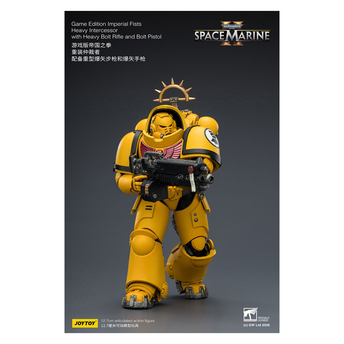 JoyToy - Space Marines II - Imperial Fists - Intercessore pesante con fucile a otturatore pesante e pistola a otturatore 1/18