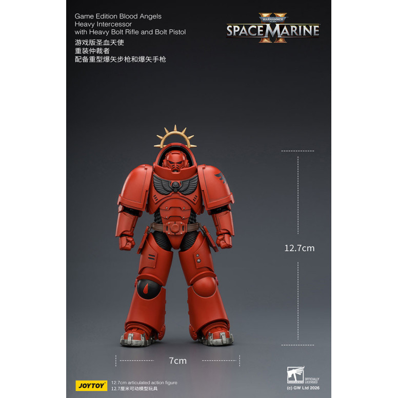 JoyToy - Space Marines II - Blood Angels - Intercessore pesante con fucile a otturatore pesante e pistola a otturatore 1/18