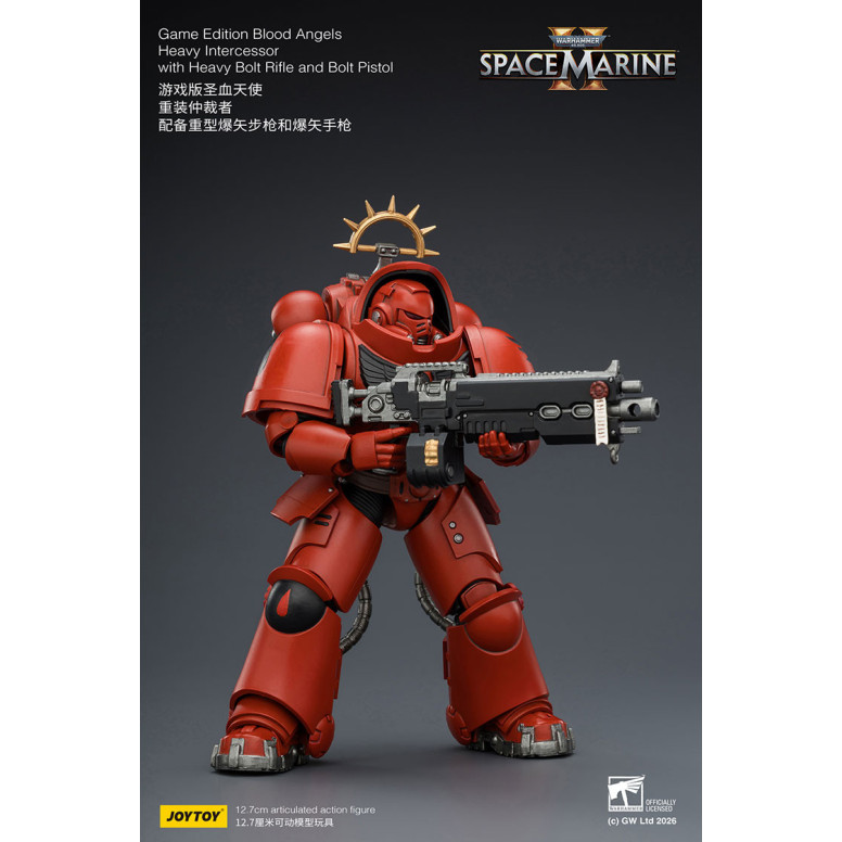 JoyToy - Space Marines II - Blood Angels - Intercessore pesante con fucile a otturatore pesante e pistola a otturatore 1/18