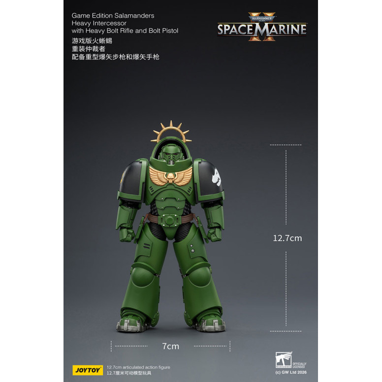 JoyToy - Space Marines II - Salamanders - Intercessore pesante con fucile a otturatore pesante e pistola a otturatore 1/18