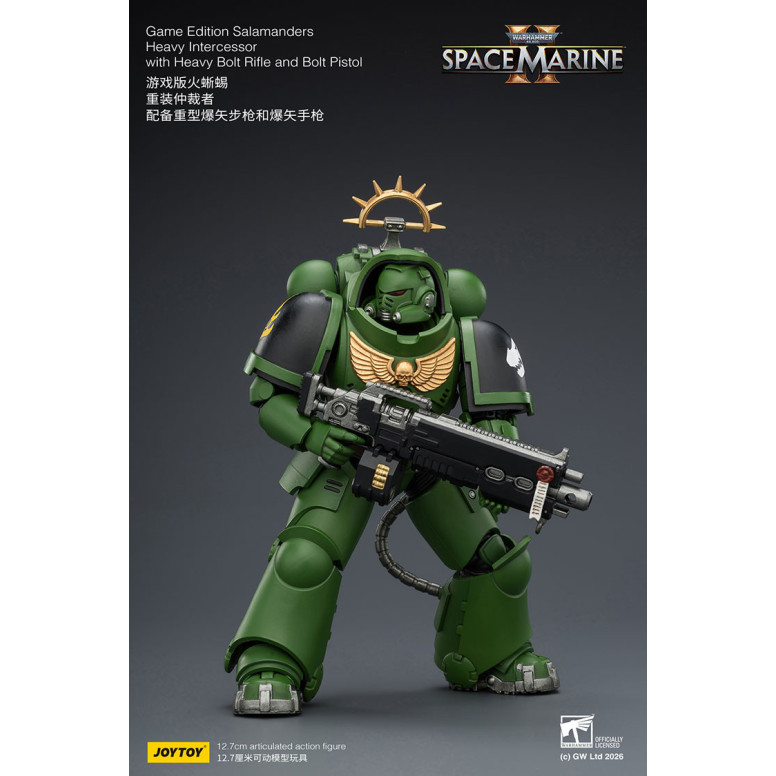 JoyToy - Space Marines II - Salamanders - Intercessore pesante con fucile a otturatore pesante e pistola a otturatore 1/18