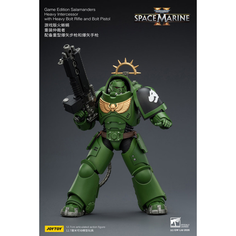 JoyToy - Space Marines II - Salamanders - Intercessore pesante con fucile a otturatore pesante e pistola a otturatore 1/18