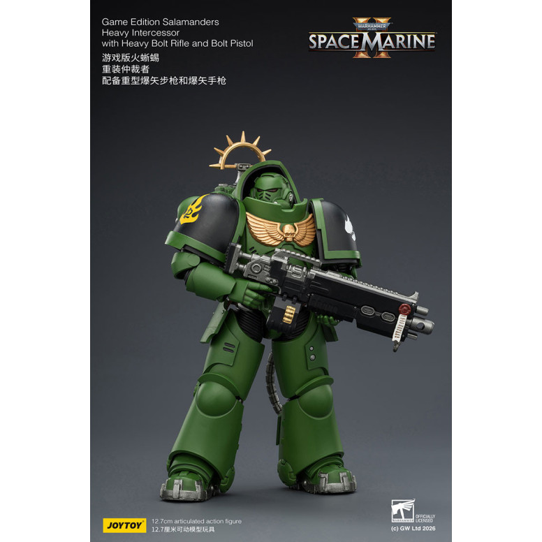 JoyToy - Space Marines II - Salamanders - Intercessore pesante con fucile a otturatore pesante e pistola a otturatore 1/18