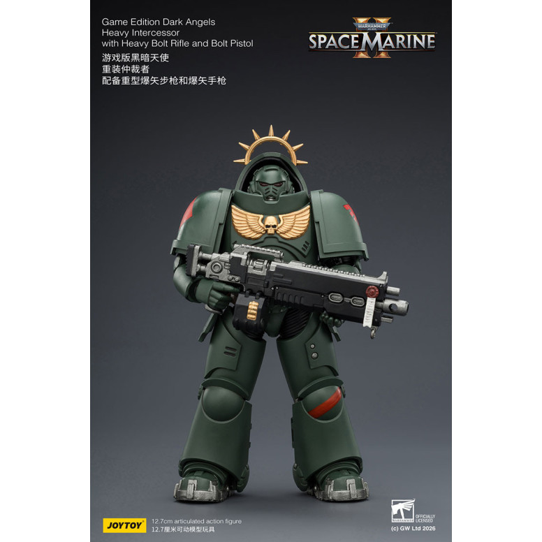 JoyToy - Space Marines II - Dark Angels - Intercessore pesante con fucile a otturatore pesante e pistola a otturatore 1/18