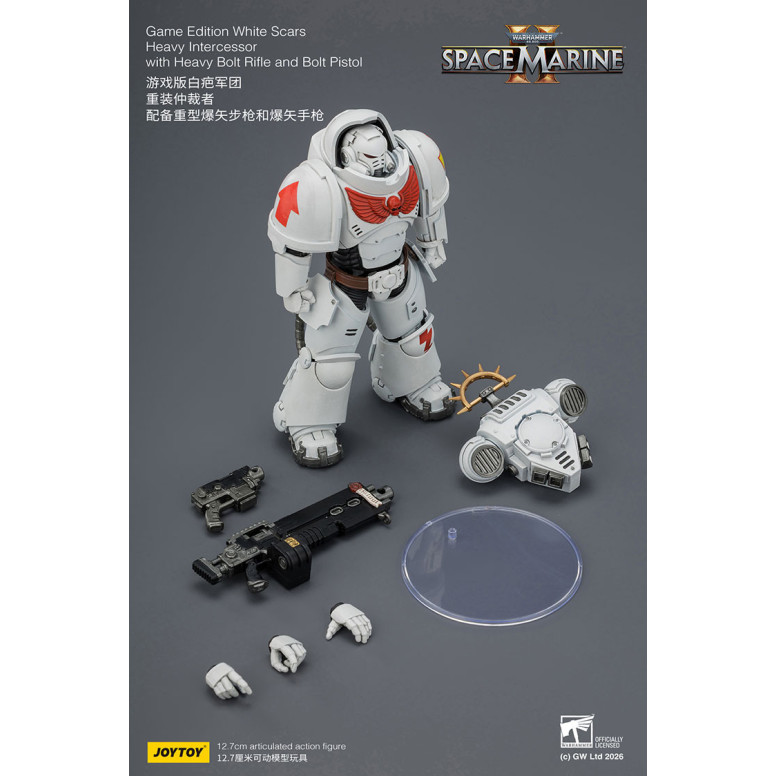 JoyToy - Space Marines II - Cicatrici bianche - Intercessore pesante con fucile pesante e pistola a proiettile 1/18