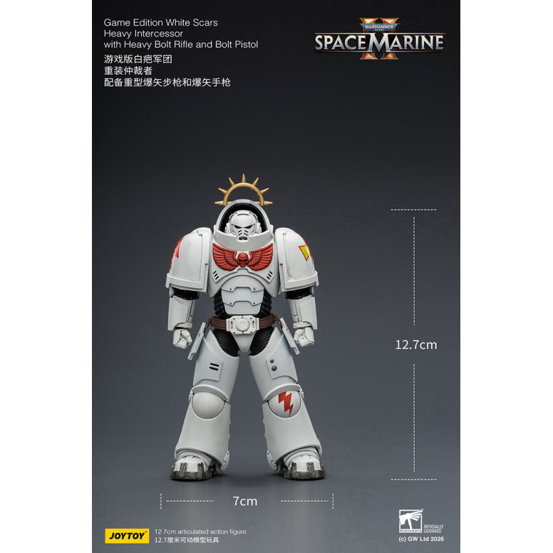 JoyToy - Space Marines II - Cicatrici bianche - Intercessore pesante con fucile pesante e pistola a proiettile 1/18