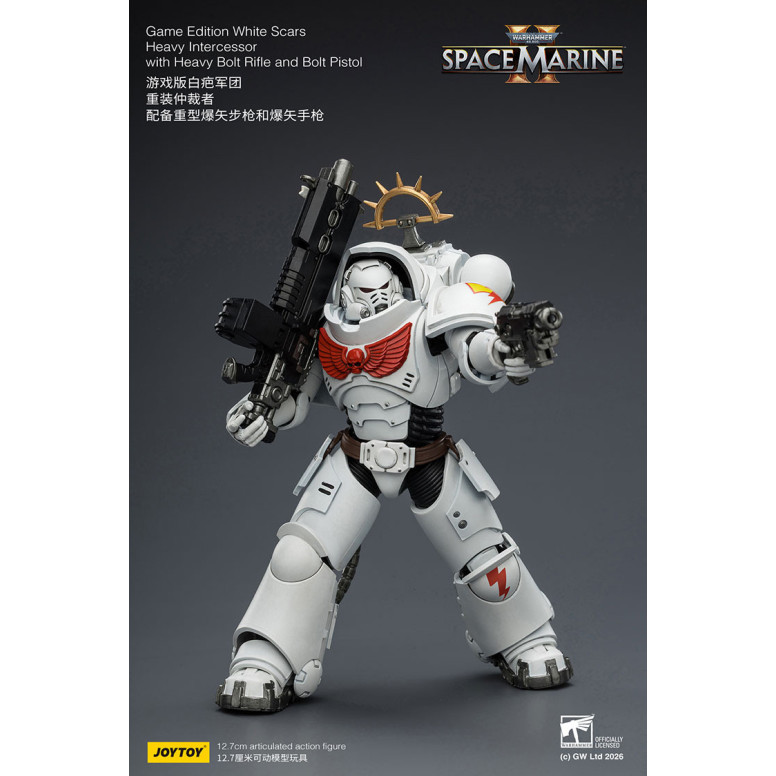 JoyToy - Space Marines II - Cicatrici bianche - Intercessore pesante con fucile pesante e pistola a proiettile 1/18