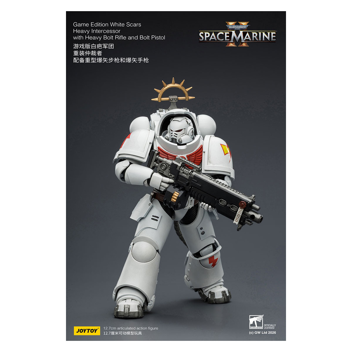 JoyToy - Space Marines II - Cicatrici bianche - Intercessore pesante con fucile pesante e pistola a proiettile 1/18