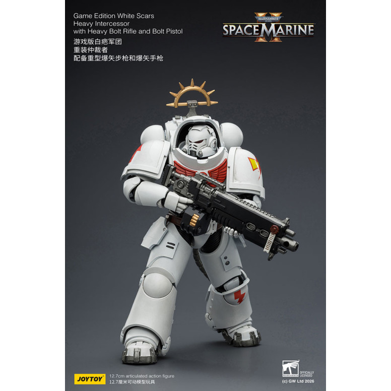 JoyToy - Space Marines II - Cicatrici bianche - Intercessore pesante con fucile pesante e pistola a proiettile 1/18