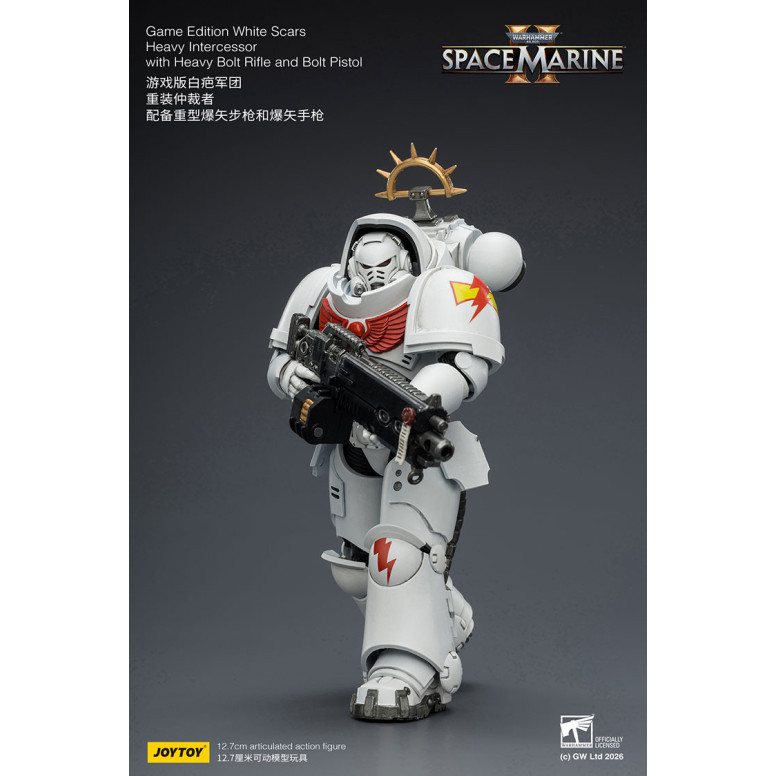 JoyToy - Space Marines II - Cicatrici bianche - Intercessore pesante con fucile pesante e pistola a proiettile 1/18