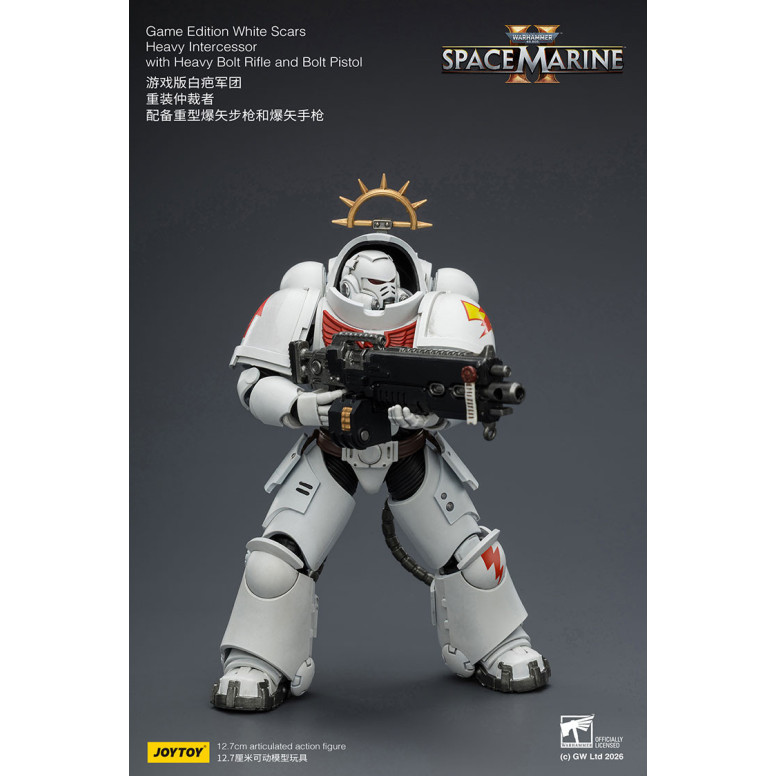 JoyToy - Space Marines II - Cicatrici bianche - Intercessore pesante con fucile pesante e pistola a proiettile 1/18