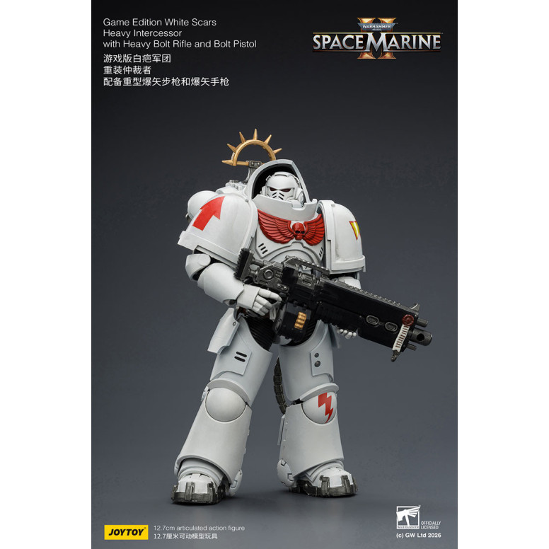 JoyToy - Space Marines II - Cicatrici bianche - Intercessore pesante con fucile pesante e pistola a proiettile 1/18