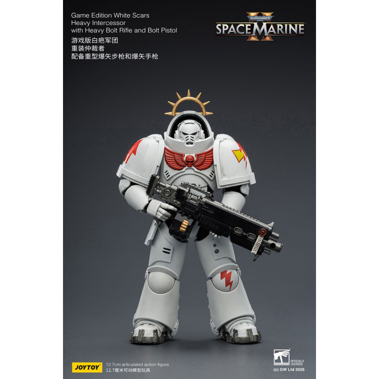 JoyToy - Space Marines II - Cicatrici bianche - Intercessore pesante con fucile pesante e pistola a proiettile 1/18