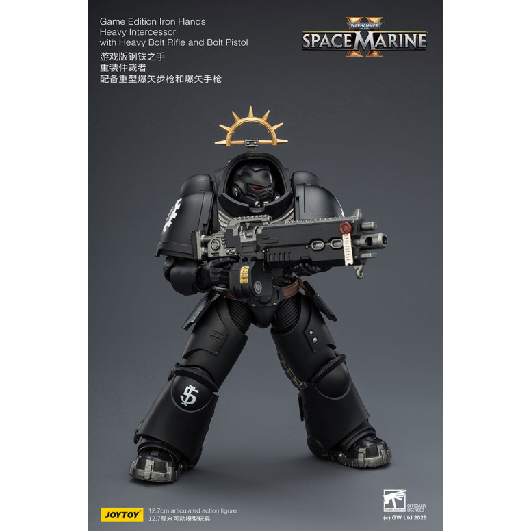 JoyToy - Space Marines II - Iron Hands - Intercessore pesante con fucile a otturatore pesante e pistola a otturatore 1/18