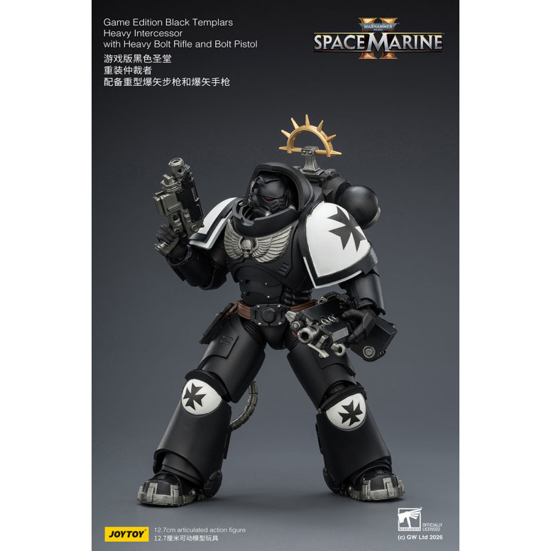 JoyToy - Space Marines II - Black Templars - Intercessore pesante con fucile a otturatore pesante e pistola a otturatore 1/18