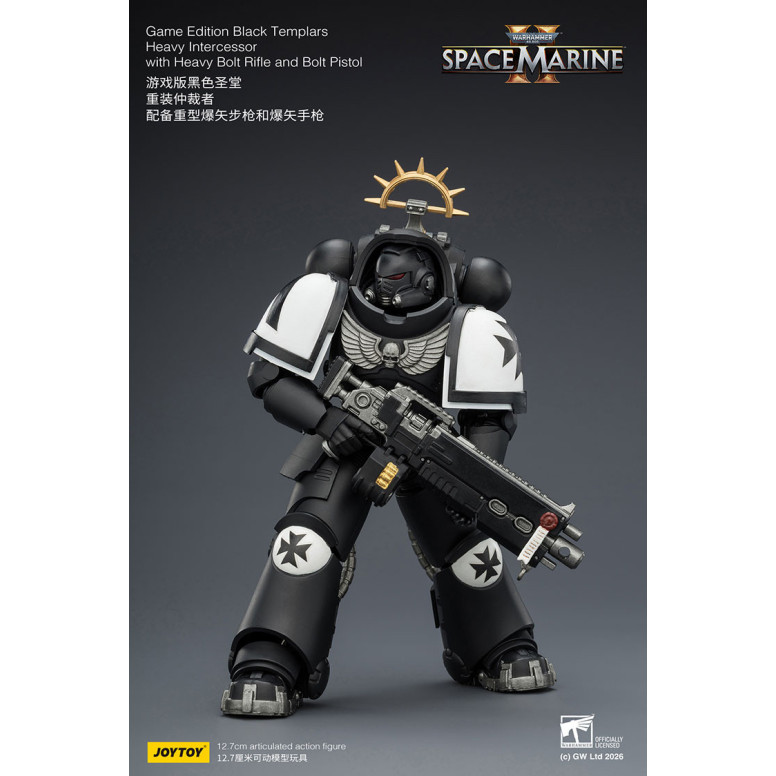 JoyToy - Space Marines II - Black Templars - Intercessore pesante con fucile a otturatore pesante e pistola a otturatore 1/18