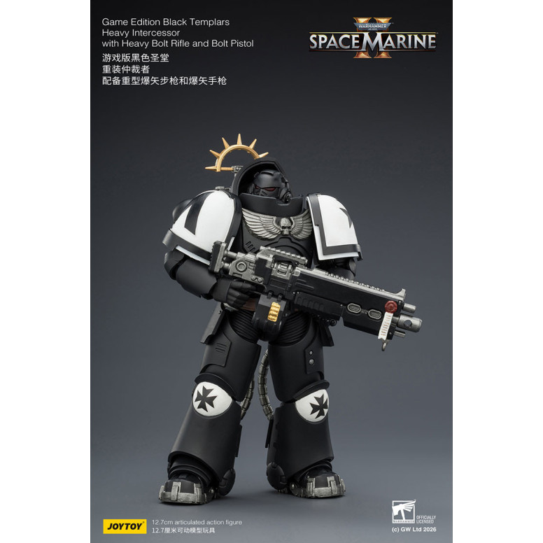 JoyToy - Space Marines II - Black Templars - Intercessore pesante con fucile a otturatore pesante e pistola a otturatore 1/18