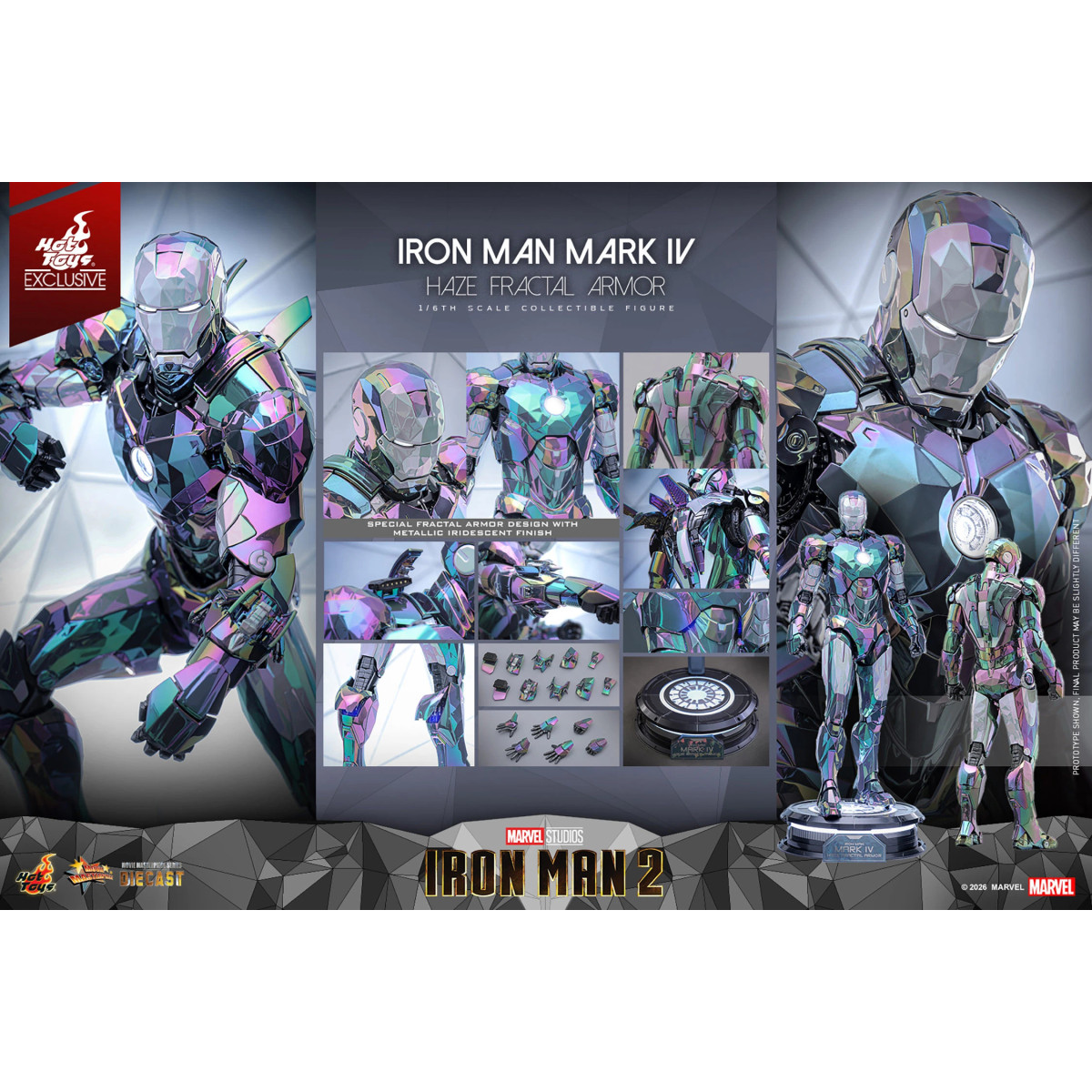 Hot Toys Iron Man 2 - Iron Man Mark IV (armatura frattale Haze) Die Cast Hot Toys Exclusive MMS 1/6