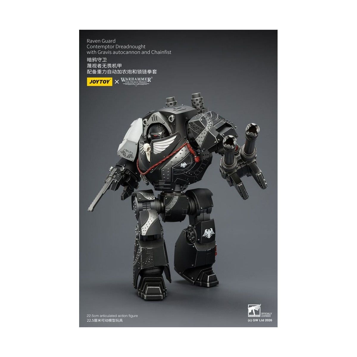 JoyToy Space Marines - Raven Guard - Contemptor Dreadnought con autocannone Gravis e Chainfist 1/18 - Warhammer 40k