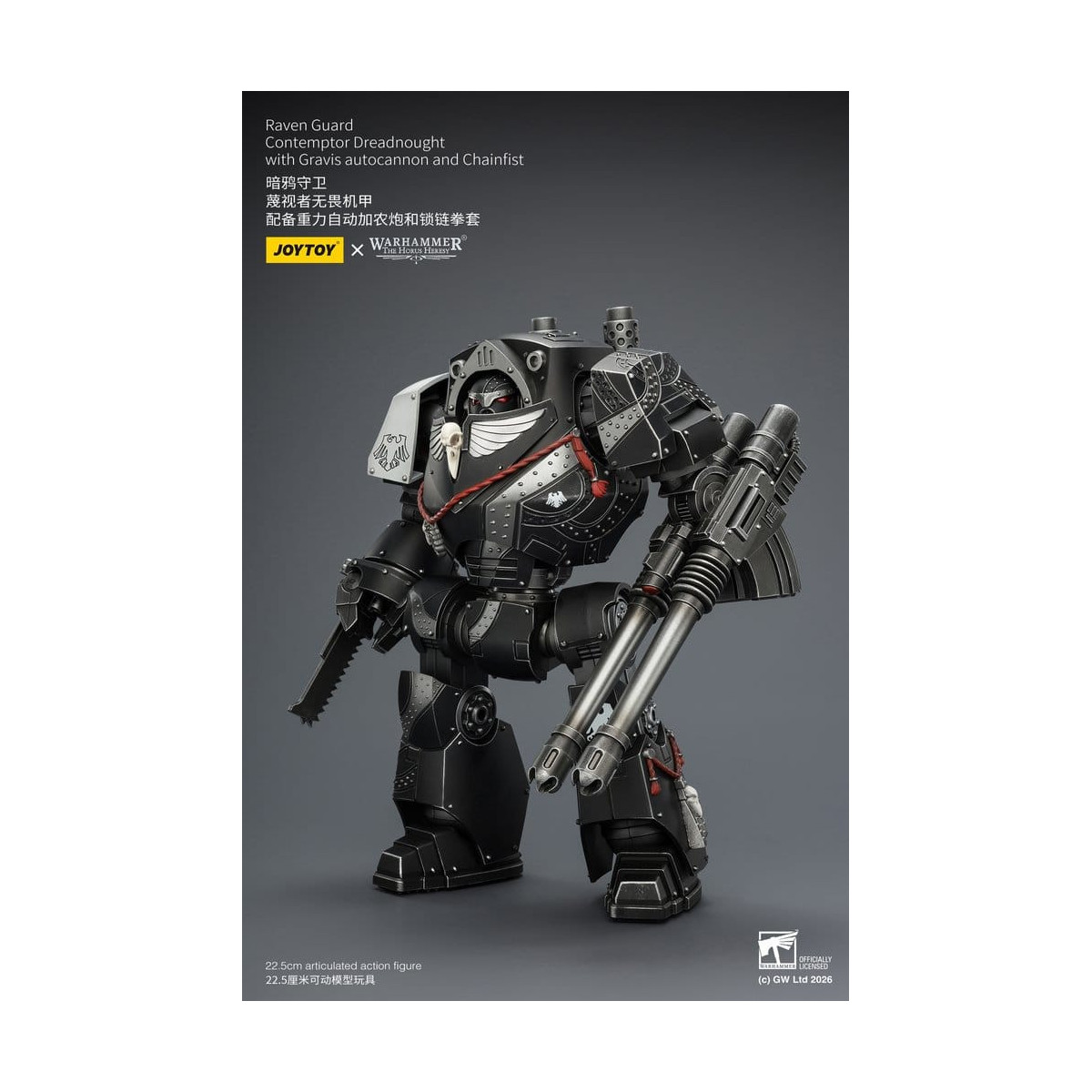 JoyToy Space Marines - Raven Guard - Contemptor Dreadnought con autocannone Gravis e Chainfist 1/18 - Warhammer 40k
